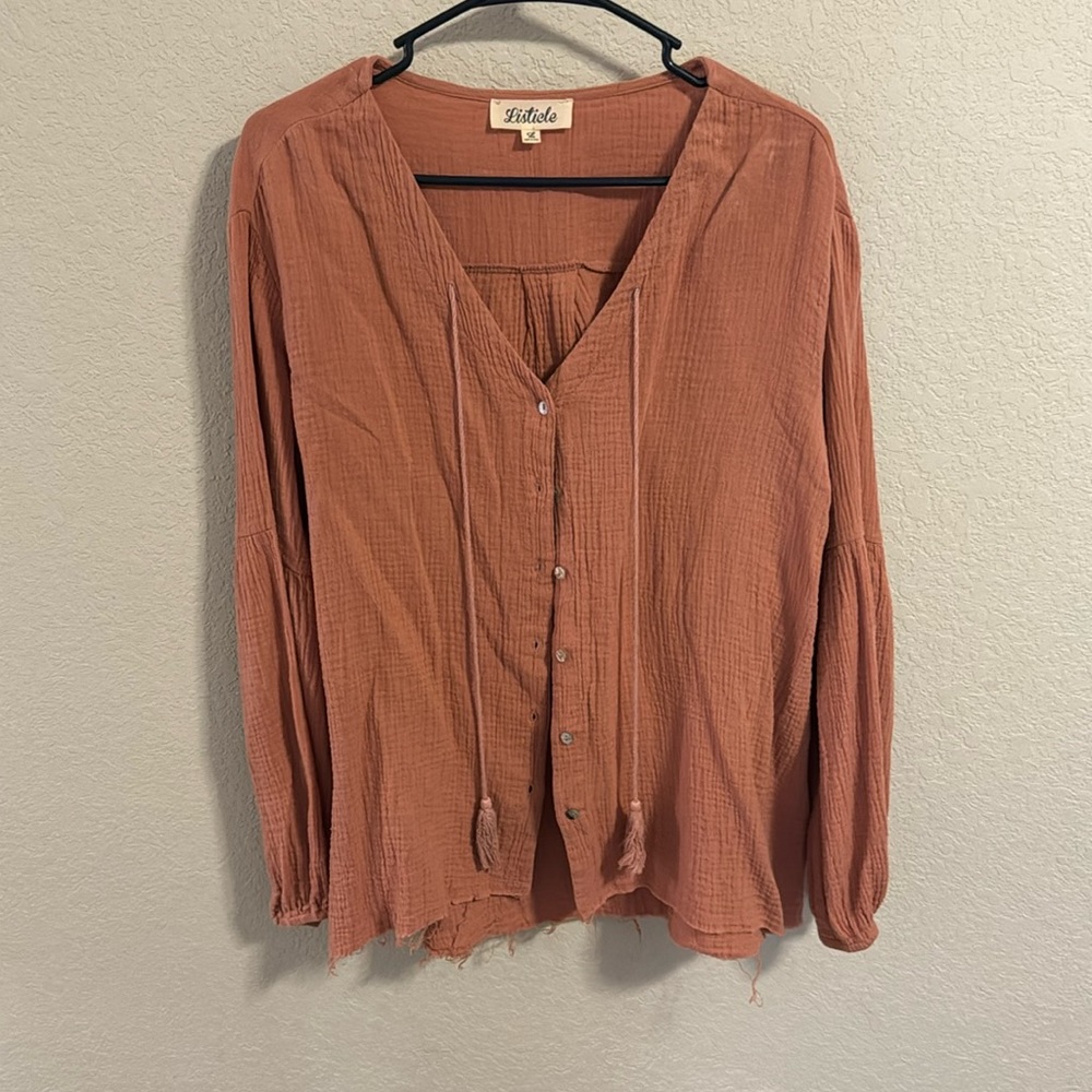 Flowy pink bell sleeve top